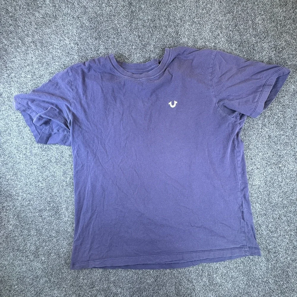 True Religion Brand Jeans T Shirt Mens XL Blue‎ Logo Short Sleeve Crew Neck